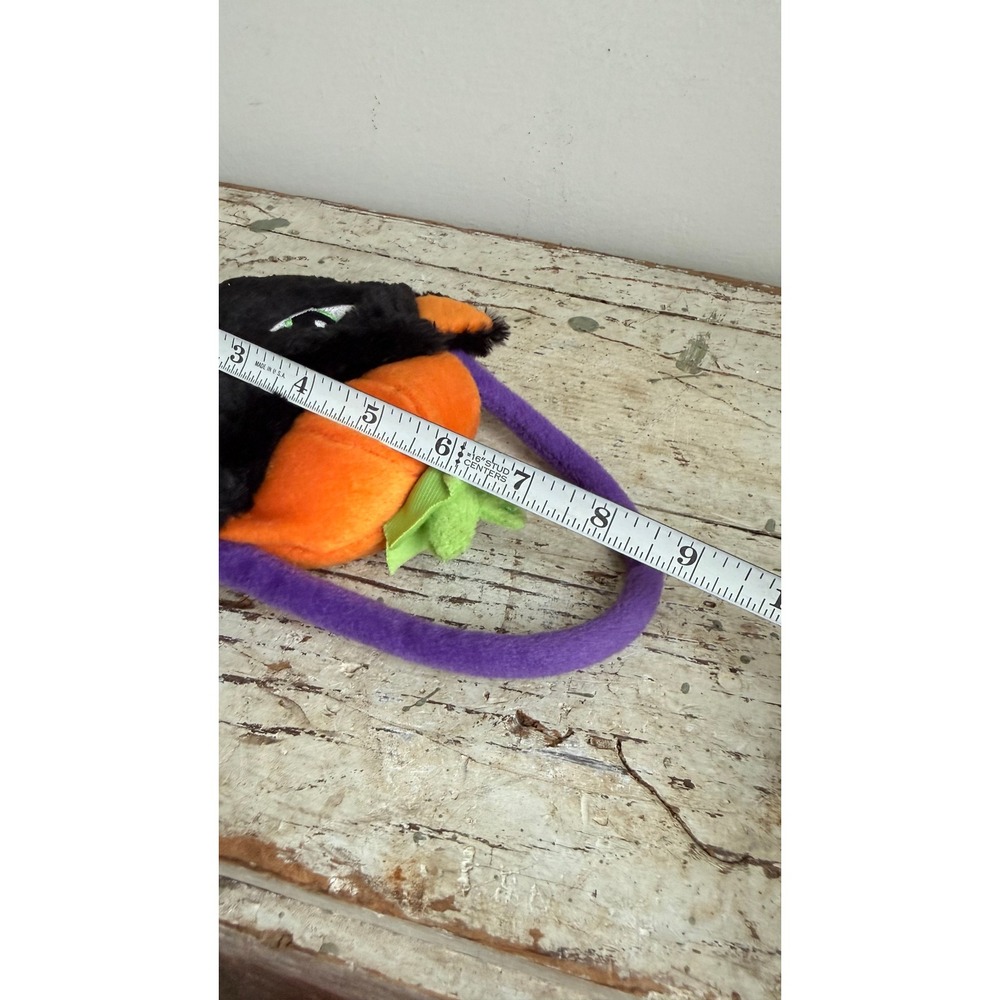 Crystal Temptations Black Cat Pumpkin Plush Halloween Handbag Purple Handle - Picture 7 of 7